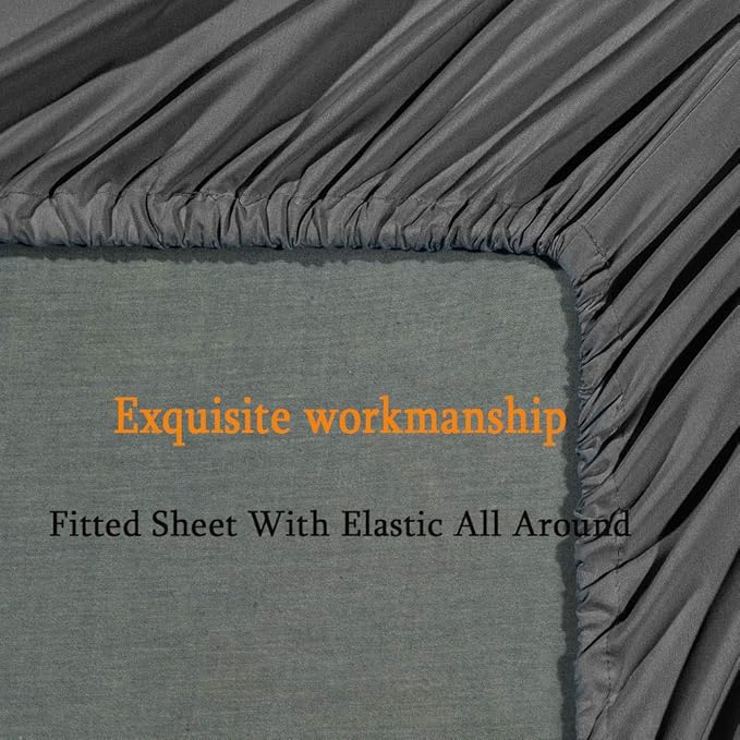 SONORO KATE Bed Sheet Set Super Soft Microfiber 1800 Thread Count Luxury Egyptian Sheets Fit 18-24 Inch Deep Pocket Mattress Wrinkle-4 Piece (Dark Grey, Twin XL)