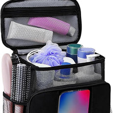 Shower Caddy for Dorm, Portable Hanging Shower Bag with Metal Hook, Oxford Cloth Quick Dry Mesh Organizer for Bathroom Essentials, Phone Pouch, 10.04 x 9.84 x 5.57 in/25.5 cm x 24.99 x 14.15 cm