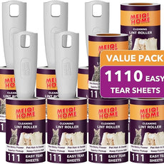 MEIQIHOME Lint Rollers for Pet Hair Extra Sticky, 1110 Sheets Mega Value Set Lint Roller with 5 Upgraded Handles, 10 Rollers Portable Pet Lint Roller for Clothes, Furniture, Dog & Cat Hair Removal
