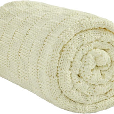 Knitted Weighted Blanket for Adult, No Beads Heavy Blanket 60” x 80'' 20lbs, Breathable Chunky Knit Blanket, Cooling Weighted Blanket for Hot Sleepers, Christmas Home Decor (Cream White)