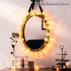 Fairy Flower String Lights Battery USB Operated, 10ft 30 LED Decorative Cute Cherry Blossom Floral Lamp for Bedroom, Christmas, Parties, Wedding, Centerpiece, Dorm Indoor Decoration (Warm White)