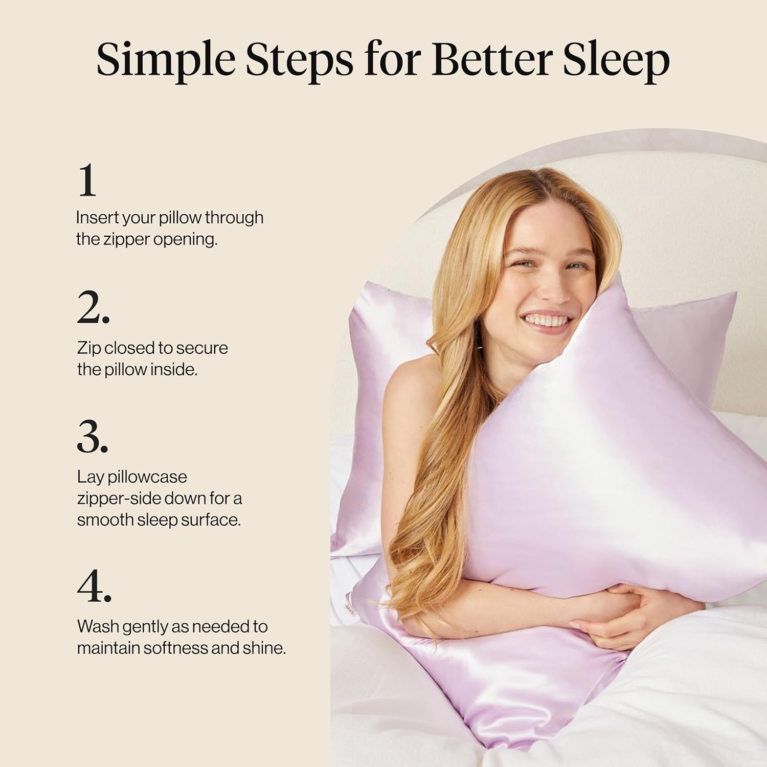 Kitsch Satin Pillowcase with Zipper for Hair & Skin - Softer Than Silk Pillow Cases, Smooth Cooling Satin Pillow Case, Wrinkle-Free, Machine Washable, Pillow Cases Standard Size 19x26 - Lavender Dormly