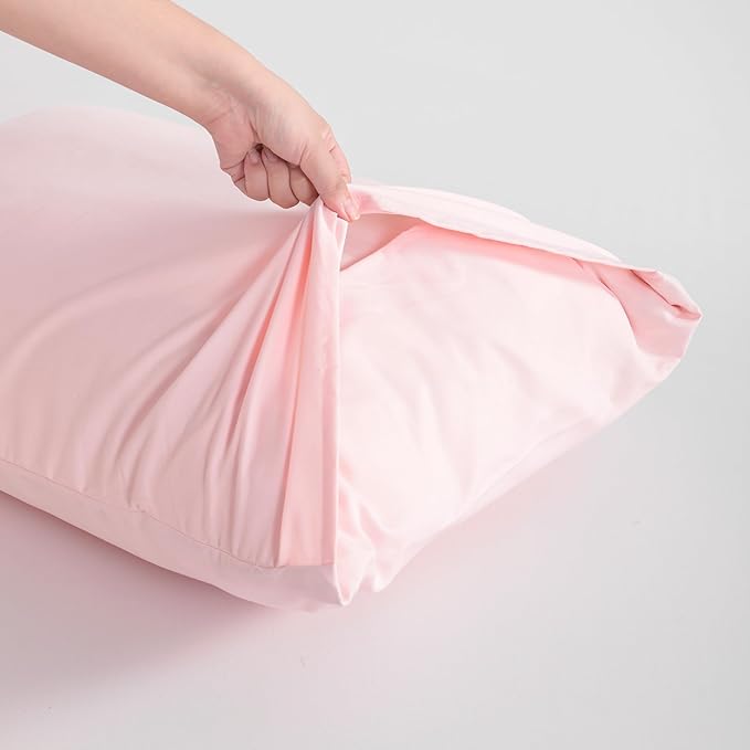 FLXXIE Body Pillow Cover - Super Soft Microfiber 20x54 Body Pillow Case - Envelope Closure, Wrinkle, Stain Resistant Blush Pink Body Pillowcase, 20x54, Blush Pink