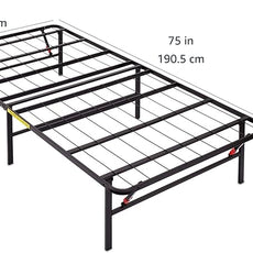 Amazon Basics Bed Frame with Storage, Foldable Metal Platform, Sturdy Steel, No Box Spring Needed, 14-inch High, Tool-Free Setup, Twin Size, Black