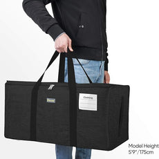 BALEINE Extra Large Storage Tote with Zippers & Carrying Handles, Heavy-Duty Oxford Fabric Moving Bags for Laundry, Space Saving, Storage, Charcoal Black, 1-Pack