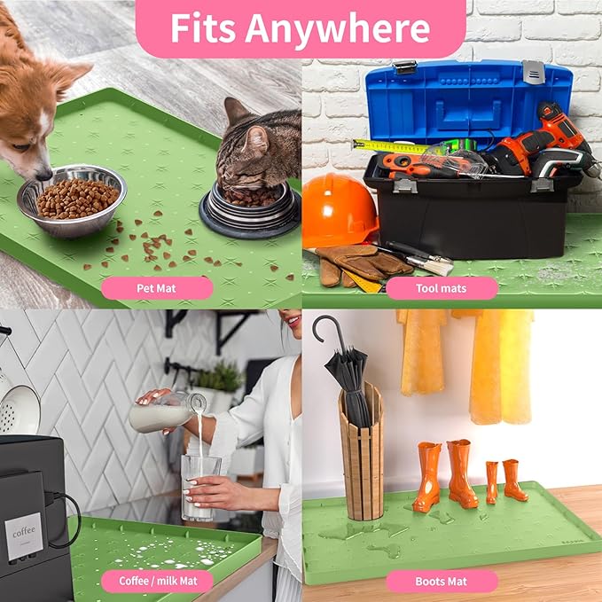 Sdpeia Under Sink Mat 34"×22" Waterproof Silicone Cabinet Liner & Sink Protector for Kitchen & Bathroom, Multi-Purpose Organizers Tray for Pets, Laundry, Cat Litter Mat