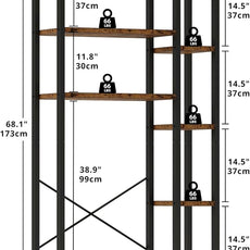 IRONCK Over The Toilet Storage with 8-Titer Shelf, Mass-Storage Side Storage Open Rack, Freestanding Bathroom Organizer Space Saver, for Bathroom, Restroom, Laundry, Vintage Brown