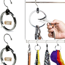 Multipurpose Closet Hangers- Tie and Belt Hanger for Closet- Great Space Saving Belt Organizer for Wardrobe - Ideal for Storing Belts, Ties, Scarfs, Baseball Hats, Purses & More- 2 Pack