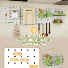 Metal Pegboard Combination Kit — 4 Carbon Steel Pegboards with 26 Accessories, Pegboard Wall Organizer for Home, Office, Study Room, Kitchen, Garage & Craft Room — 24″ × 24″ White Peg Board