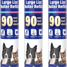 9.45 Inch Extra Sticky Lint Roller Refills 3 Pack (270 Sheets) –Compatible with 9.45 Inch Lint Rollers Pet Hair and Lint Cleaning on Furniture, Carpets, and Clothes
