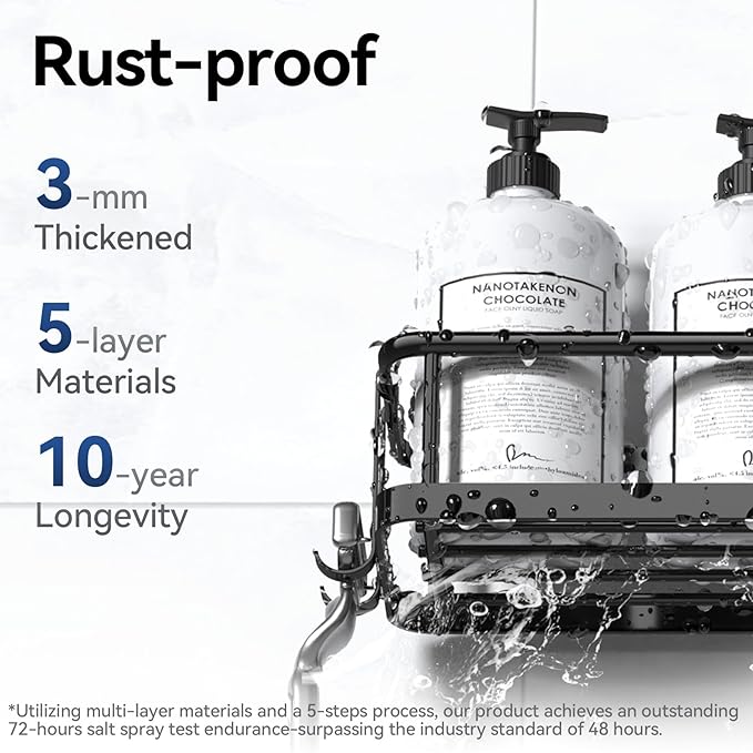 YASONIC Shower Caddy, 100% Rustproof Shower Organizer with Soap Holder, 6 Pack Large Capacity Shower Shelves for Inside Shower, No Drilling Bathroom Organizers and Storage for Kitchen & Home Decor