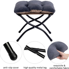 HollyHOME Lazy Chair with Foldable Ottoman, Accent Comfy Lounge Armchair and Folding Footrest Stool, Leisure Sofa Reading Chair and Footstool for Living Room, Bedroom, Dorm,Faux Fur Navy Blue