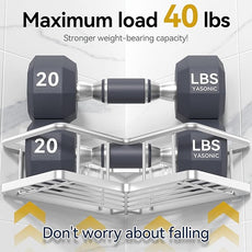 YASONIC Corner Shower Caddy Organizer, 5-Pack Self-Adhesive Rustproof Bath Shelves with Soap Holder & 4 Hooks, Large Capacity Shower Storage Rack for Bathroom Organization, Silver