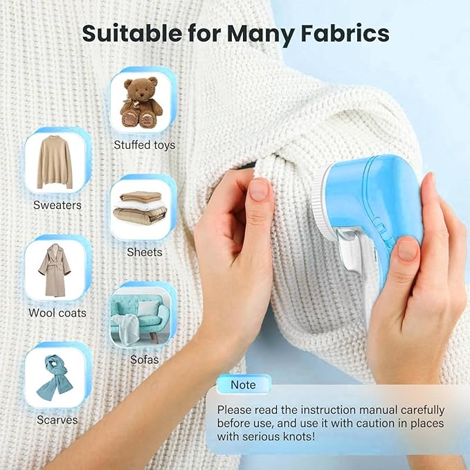 Fabric Shaver, Lint Remover for Clothes, Electric Lint Remover with 6 Replaceable Blades, Removes Fabric Pills, Rechargeable Sweater Defuzzer Pill Remover, Depiller Effectively Remove Pills, Lint
