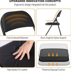 12 Pack Black Folding Chairs with Padded Cushion for Outside, Portable Stackable Commercial Metal Foldable Chairs with Steel Frame for Home Events Office Wedding Party, 350lbs Capacity