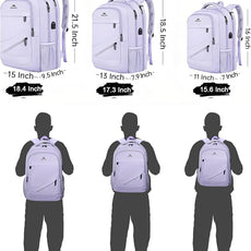 MATEIN Extra Large Laptop Backpack for Women, 50 L TSA Carry On with Multiple Organized Pockets, Anti Theft Water Resistant Travel Laptop Backpack Fits 18.4 In Computer, Light Purple