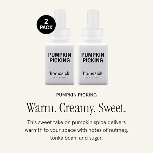 Pura & Homesick Home Scent Refill - Smart Air Diffuser - Up to 120-Hours of Luxury Fragrance per Refill - Home Essential - Clean & Safe Diffuser Fragrance - 2 Pack, Pumpkin Picking