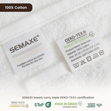 SEMAXE 100% Cotton Washcloths 12-Pack, 13 × 13 Inch Soft Luxury Face Towels – Super Absorbent & Quick-Dry, Premium Cloth with Hanging Loop, Oeko-TEX Certified, Gift-Ready Box