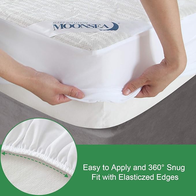 Waterproof Mattress Protector King Size, Ultra Soft Viscose Made from Bamboo 3D Air Fabric, Mattress Pad Cover King, Fitted Up to 18" Deep