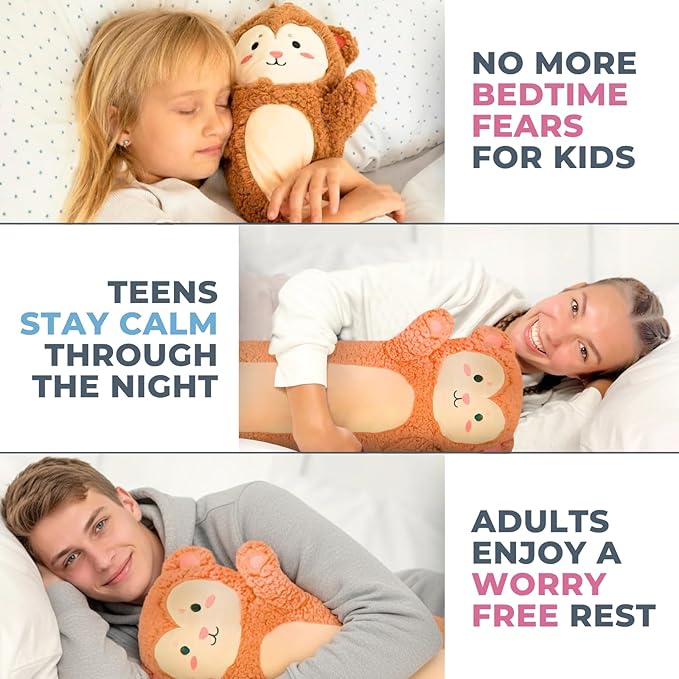 Monkey Plush Body Pillow for Kids | Long Stuffed Animal Cuddle Pillow | Soft Hugging Toy | Plushie Gift for Girls & Boys | Long Plush Body Pillow for Sleep & Comfort | Large, 47 Inches