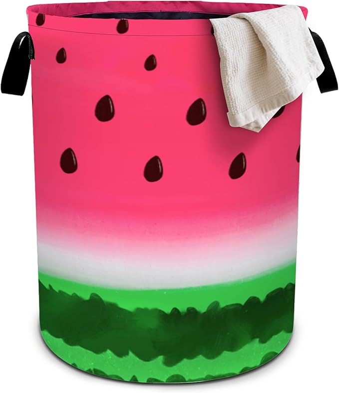 Watermelon Laundry Basket Foldable Oxford Cloth Tote Bag Laundry Hamper Clothes Storage Bucket Organizer For Bathroom/Laundry Storage/Bedroom 19.6x15.7 Inch