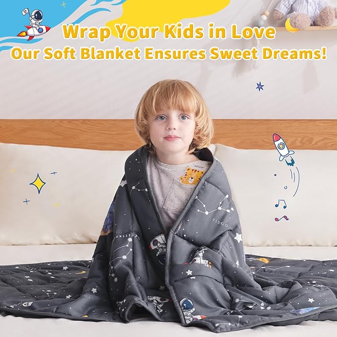 anfie Weighted Blanket Kids (40"x60" 5lbs), Weighted Blanket Cooling Blanket for Sleeping,Throw Size Breathable Blanket with Premium Glass Bead(Space Grey)