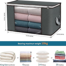 Large Storage Bags, 8 Pack Clothes Storage Bins Foldable Closet Organizers Storage Containers with Durable Handles Thick Fabric for Blanket Comforter Clothing Bedding 90 L (Gray)