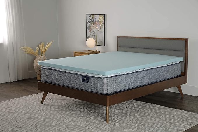 Serta ThermaGel Cooling, Pressure-Relieving Memory Foam Mattress Topper, 2 Inch, California King