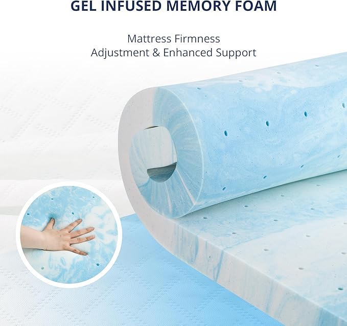 2 Inch Gel Memory Foam Mattress Topper King Size, Cooling Bed Topper for Pressure Relief with Removable Breathable Soft Cover, CertiPUR-US Certified