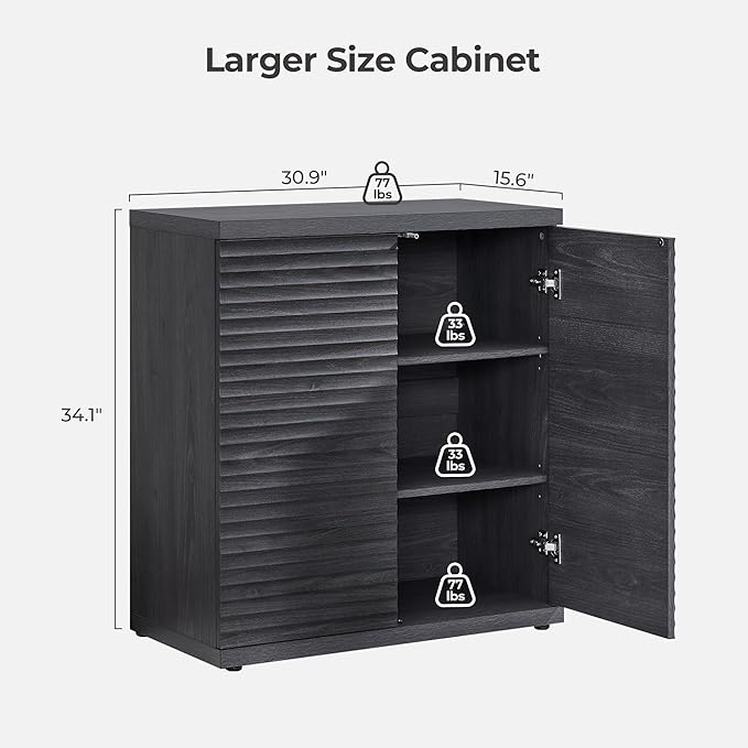 SICOTAS Buffet Cabinet with Storage Accent Sideboard Modern Credenza with Doors & Shelves Fluted Media Console Mid Century Coffee Bar Table for Living Room Kitchen Dining Room Hallway (2PCS)