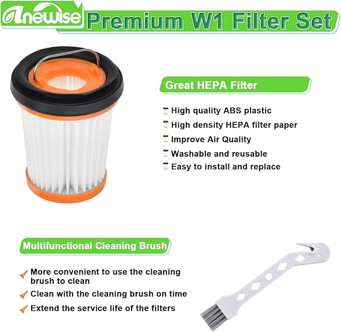 WV201 Filter Replacement for Shark Wandvac ION W1 S87 Cordless Handheld WV200 WV201 WV205 WV220 WV200C WV221 WV201BK Wand Stick Vacuum, 6 Pack Handheld Vacuum Filters, Part #XHFWV200