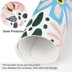 QIYI Floral Large Mouse Pad, Cute Desk Mat for Desktop, Women Girls Desk Accessories Office Décor, PU Leather Waterproof Big Gaming Mousepad, Doodle Flowers Desk Pad Computer Mat, 31.5