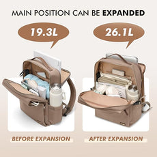 GOLF SUPAGS Stylish Laptop Backpack for Women Airline Approved Perfect for Work College and Travel Multi-Functional Casual Daypack Fits 17.3 Inch Notebook (Champagne)