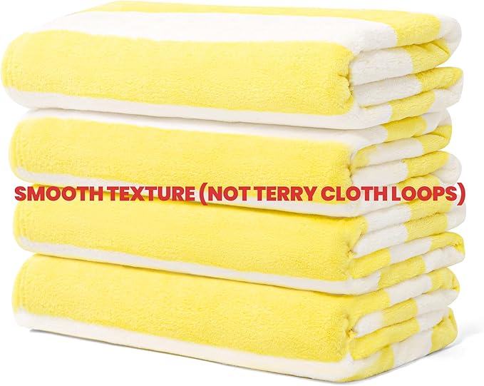 Touchat 4 Pack Cabana Stripe 250GSM Polyester Lightweight Quick-Dry Beach Towel & Blanket Combo- 30'' x 60'' Compact Travel Towel for Pool, Camping, Gym, Yoga | Ultra-Portable, Multi-Functional，Yellow