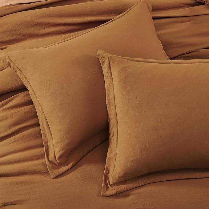 WRENSONGE Terracotta King Comforter Set, 7 Pieces Soft Microfiber King Size Comforter with Fitted Sheet, Flat Sheet 2 Pillow Shams, and 2 Pillowcases- Warm King Bedding Set for All Season