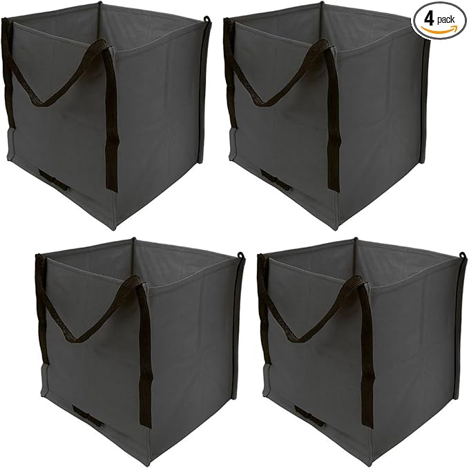 DURASACK Heavy Duty Storage Tote Bag 22-Gallon Rugged Woven Polypropylene Moving Bag, Reusable Self-Standing Design, Holds up to 500 Pounds, Pack of 4, Gray