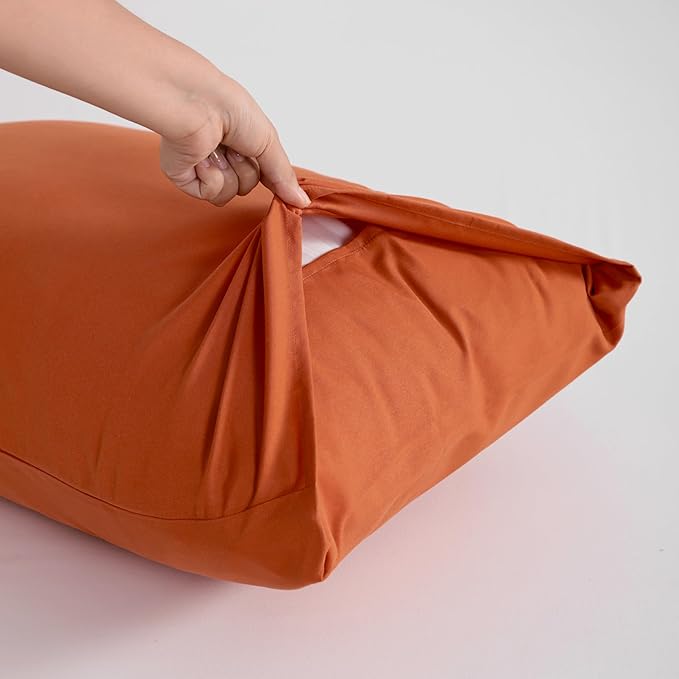 FLXXIE 2 Pack Microfiber King Pillow Cases, 1800 Super Soft Pillowcases with Envelope Closure, Wrinkle, Fade and Stain Resistant Pillow Covers, 20x36, Burnt Orange