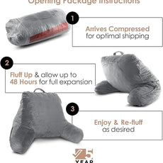 Nestl Reading Pillow for Kids & Teens with Shredded Memory Foam, Backrest Pillows for Reading, Watching, and Gaming, Use on The Couch, Bed, or Floor, Adjustable Support with Washable Cover Grey