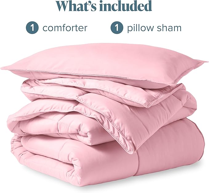 Bare Home Comforter Set - Twin/Twin Extra Long Size - Ultra-Soft - Goose Down Alternative - Premium 1800 Series - All Season Warmth (Twin/Twin XL, Light Pink)