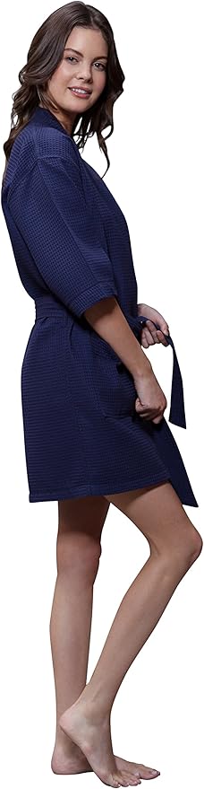 Turquaz Lightweight Short Robes For Women Waffle Kimono Bathrobe - Soft, Fast-Drying, Long-Lasting Cotton Blend