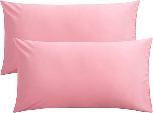 FLXXIE 2 Pack Microfiber King Pillow Cases, 1800 Super Soft Pillowcases with Envelope Closure, Wrinkle, Fade and Stain Resistant Pillow Covers, 20x36, Pink