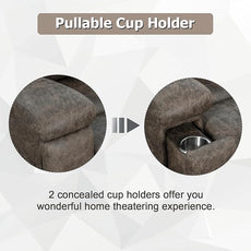 CANMOV Leather Recliner Chair Set of 2, Classic and Traditional Manual Recliner Chair with Overstuffed Arms and Back, Manual Single Sofa with Concealed Cup Holders,Grey