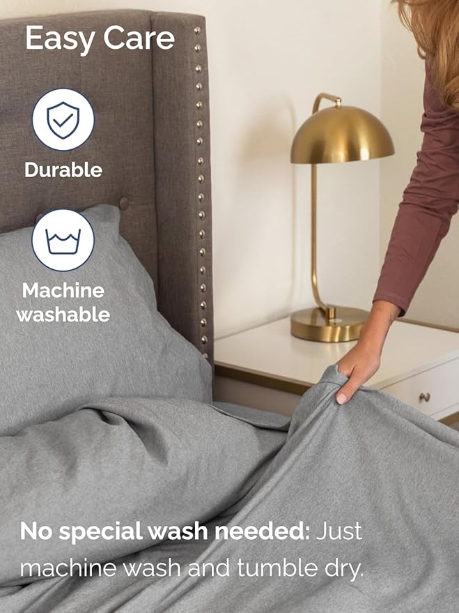 Extra Deep Pocket Split King Sheets - 5 Piece Breathable & Cooling Bed Sheets - Hotel Luxury Bed Sheet Set - Soft, Wrinkle Free & Comfy - Easily Fits Extra Deep Mattresses - Heathered Grey Sheets Set