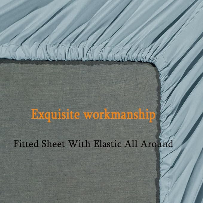 SONORO KATE Bed Sheet Set Super Soft Microfiber 1800 Thread Count Luxury Egyptian Sheets Fit 18-24 Inch Deep Pocket Mattress Wrinkle-6 Piece (Spa Blue, California King)