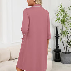 Ekouaer Zipper Robes for Women 3/4 Sleeve Housecoats Knee Length Bathrobe Lightweight Nightgown with Pockets S-3XL