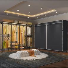 VIPEK V40LC Covered Clothes Rack with Dimmable LED Lights, Heavy Duty Garment Rack with Cover Portable Closet Wardrobe Clothing Rack for Hanging Clothes, Black Closet Rack with Black Oxford Cover