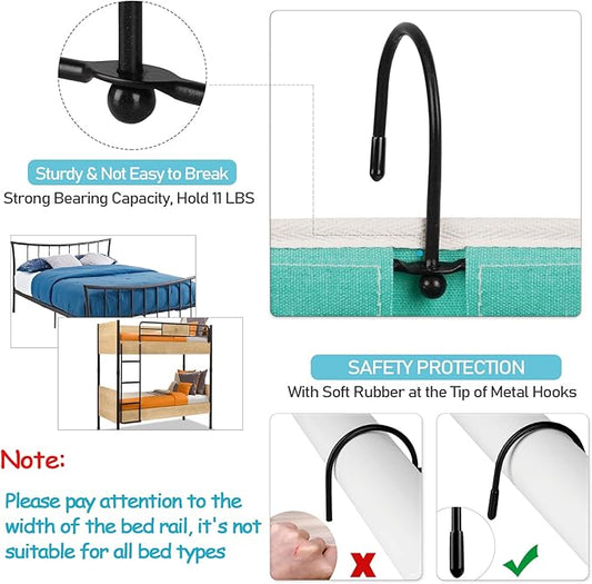 Loghot Bedside Caddy/Bedside Storage Bag Hanging Organizer for Bunk and Hospital Beds,Dorm Rooms Bed Rails,Can be Placed Glasses,Books,Mobile Phones,Keys (2pc Green)