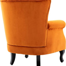 Velvet Accent Chairs Set of 2 with Arm Comfy Living Room Chair Mid-Century Modern Wingback Side Chair Single Sofa Couch for Bedroom Guest Room, Orange