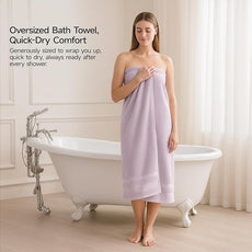 REDKISS 100% Cotton Bath Towels Set of 2, Extra Large Bath Sheets 35 X 70 Inches, 800 GSM, Quick Dry, Ultra Soft & Super Absorbent Bathroom Towel Sets for Bathroom, Gym, Spa, Pool & Hotel, Purple