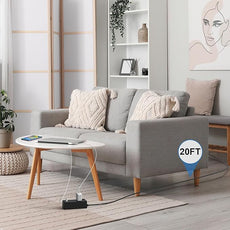 20Ft Extension Cord Flat Plug Power Strip - Tcstei 3-Side Outlet Extender with 6 AC Outlets and 3 USB Ports (1 USB C), Compact for Home, Office, Dorm Room Essentials, Black